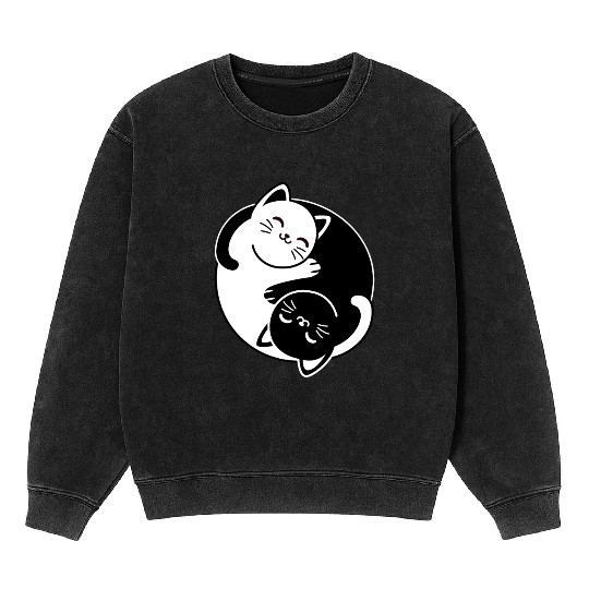 Yin and Yang Cats Mineral Wash Sweatshirts
