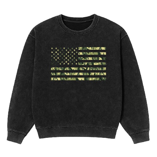 Camo American Flag USA Camouflage Men Boys Women Mineral Wash Sweatshirts