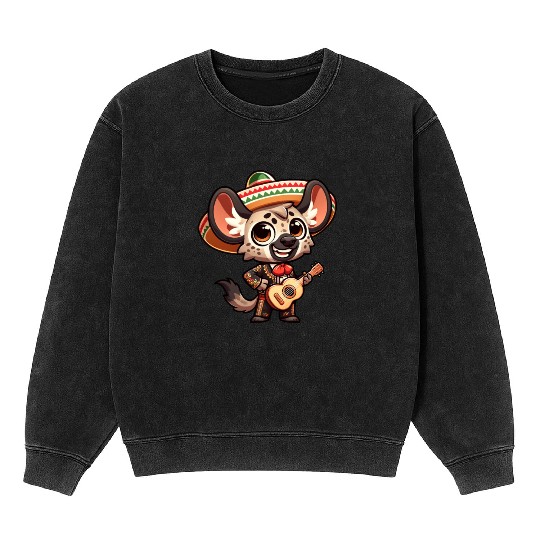 Cinco de Mayo Hyena Giraffe Mariachi Mineral Wash Sweatshirts