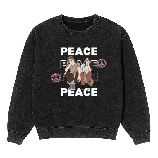Peaceful Friends: Modern Graphic Mineral Wash Sweatshirts