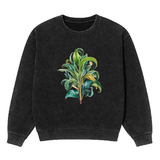 Watercolor Plant Hand Painted Mineral Wash Sweatshirts