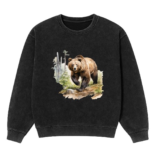 Grizzly Bear in the Wild Mineral Wash Sweatshirts