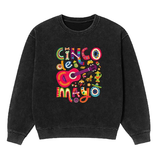 Cinco de Mayo Mexican Taco Guitar Fiesta Mineral Wash Sweatshirts