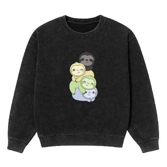 Cassgender Flag Pride Lgbtq Cute Sloth Mineral Wash Sweatshirts