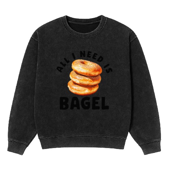Bagel Lover For Men BreakFast Jewish Food Beigel Mineral Wash Sweatshirts