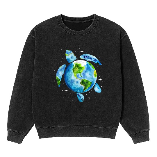 Earth Day Restore Earth Sea Turtle Art Mineral Wash Sweatshirts