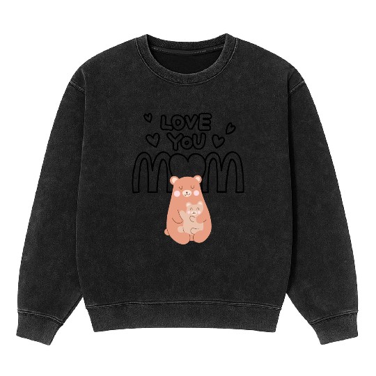 Peach Cute Mom And Baby Bear Mother s Day Card 4 Mineral Wash Sweatshirts