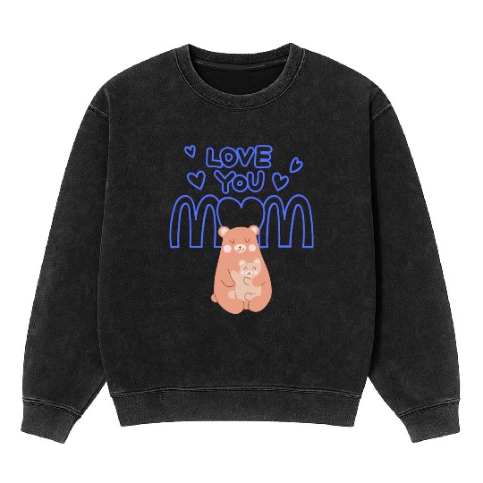 Peach Cute Mom And Baby Bear Mother s Day Card 3 Mineral Wash Sweatshirts