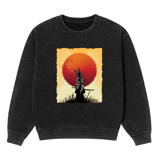 Samurai Japan Fighter Japanese Art Mineral Wash Sweatshirts