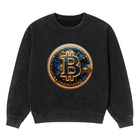 Bitcoin Cyberpunk Mineral Wash Sweatshirts