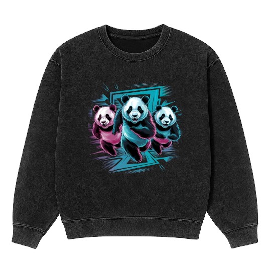 Team Player Three Big Panda Running Mineral Wash Sweatshirts