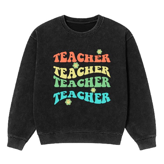 Retro Groovy In My Teacher Era Teacher Life T-Shir Mineral Wash Sweatshirts