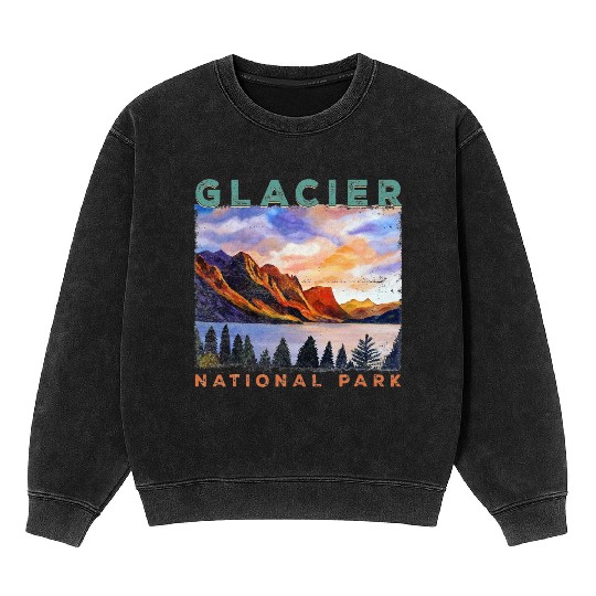 Glacier National Park Retro US Montana Parks Mineral Wash Sweatshirts
