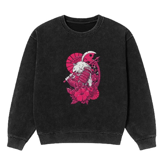 Bear in Samurai Armor Mineral Wash Sweatshirts