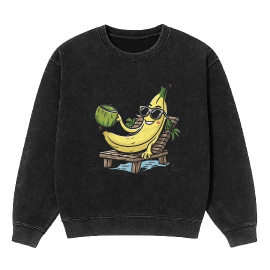 Tropical Paradise: Tranquil Beach Sunset Mineral Wash Sweatshirts