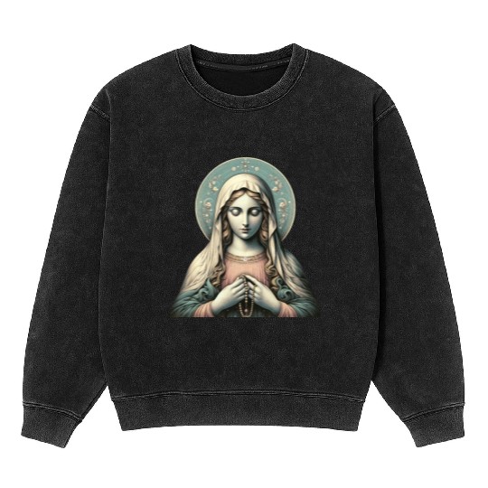 Serene Madonna ic Image Mineral Wash Sweatshirts