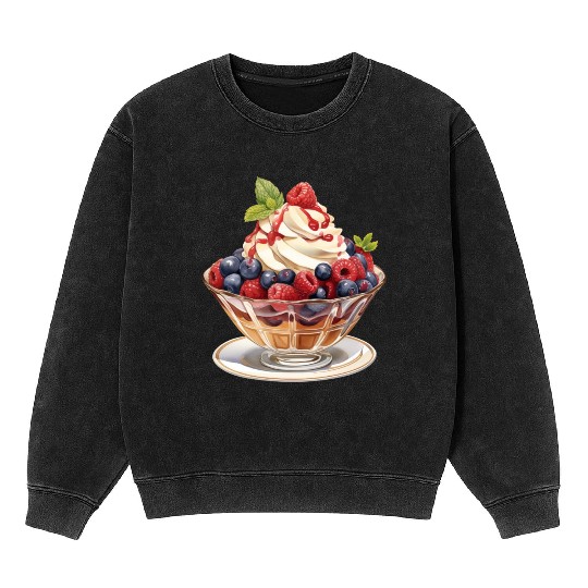 Fruity Raspberries and Blueberries Parfait Sundae Mineral Wash Sweatshirts