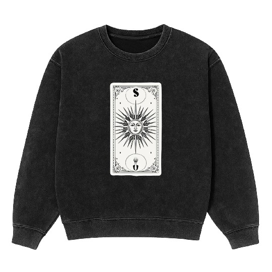 The Sun Tarot Card Reader Astrology Occult Mineral Wash Sweatshirts
