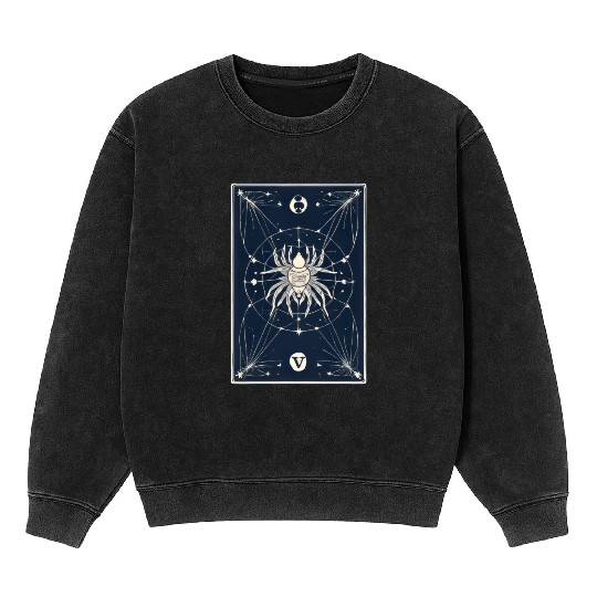 Spider Tarot Card Reader Astrology Occult Mineral Wash Sweatshirts