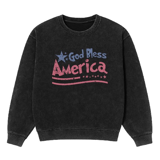 God Bless America Lovers Independence Mineral Wash Sweatshirts