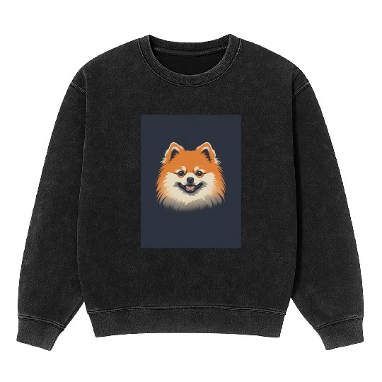 Pomeranian Dog 1 - Japanese Old Vintage Mineral Wash Sweatshirts