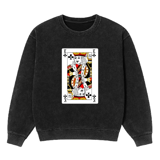King of Clubs Playing Card Mineral Wash Sweatshirts
