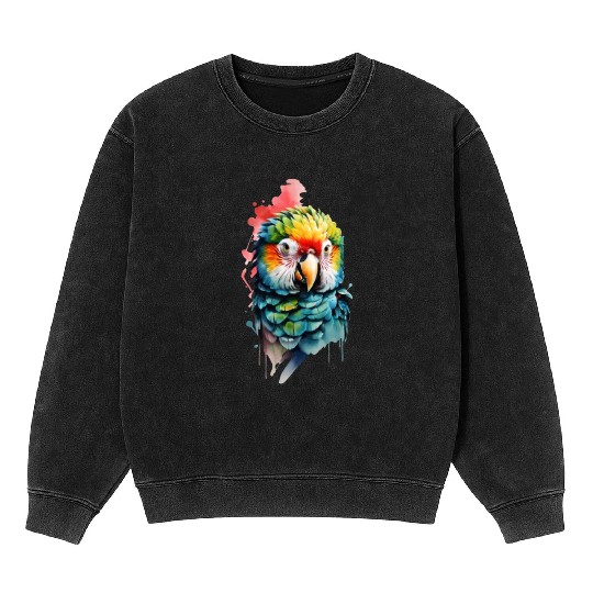Macaw, Budgie Cockatoo, Parrot Flock Mineral Wash Sweatshirts