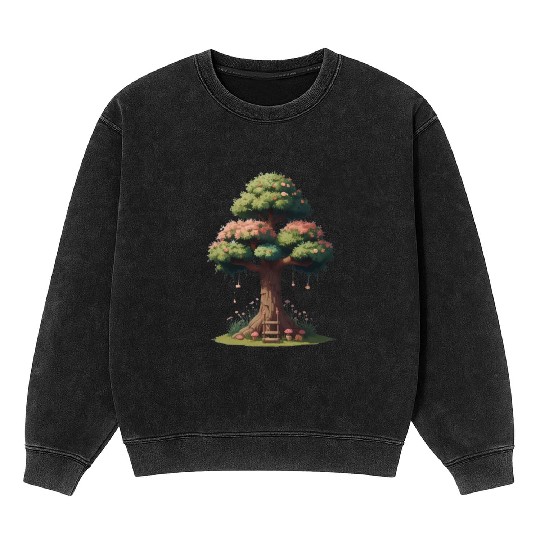 Colorful Tree Life is Really Good Tree Mineral Wash Sweatshirts