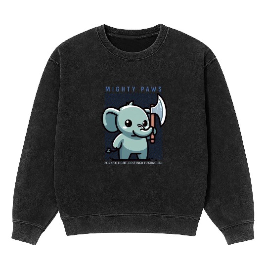 Born To Fight Elephant Mineral Wash Sweatshirts