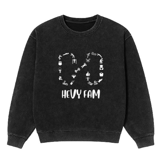 Hevy Fam: Workout Exercise Tracker App Family W/B Mineral Wash Sweatshirts