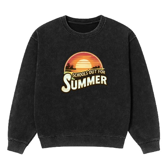Retro Schools Out For Summer Last Day Of School Mineral Wash Sweatshirts
