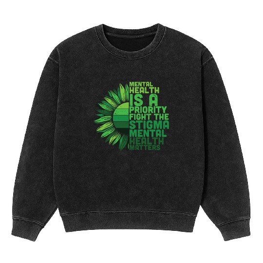 Mental Health Sunflower Mineral Wash Sweatshirts