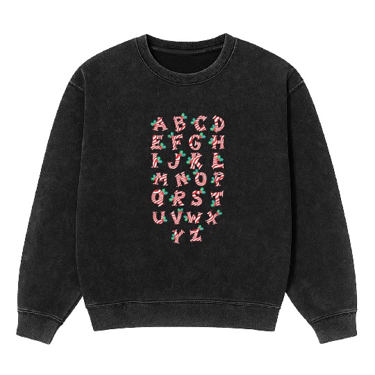 Christmas Alphabet Candy Cane Mineral Wash Sweatshirts