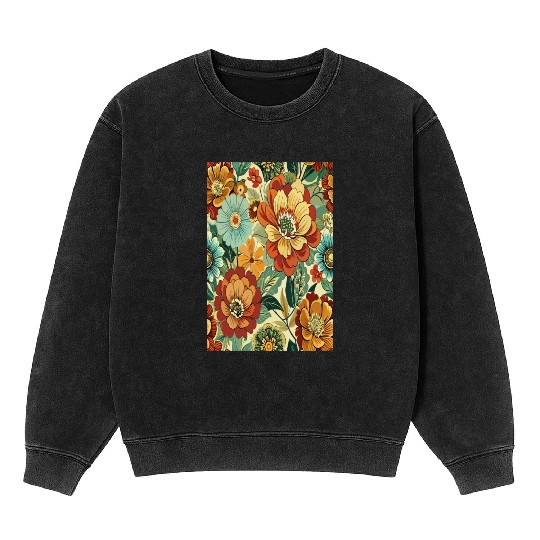 Timeless Blossoms: A Vintage Floral Tapestry Mineral Wash Sweatshirts