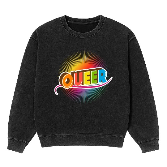 Queer Typo for Pride Month Equal Rights LGBTQ Mineral Wash Sweatshirts