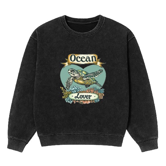 Ocean Lover Sea Turtle Mineral Wash Sweatshirts