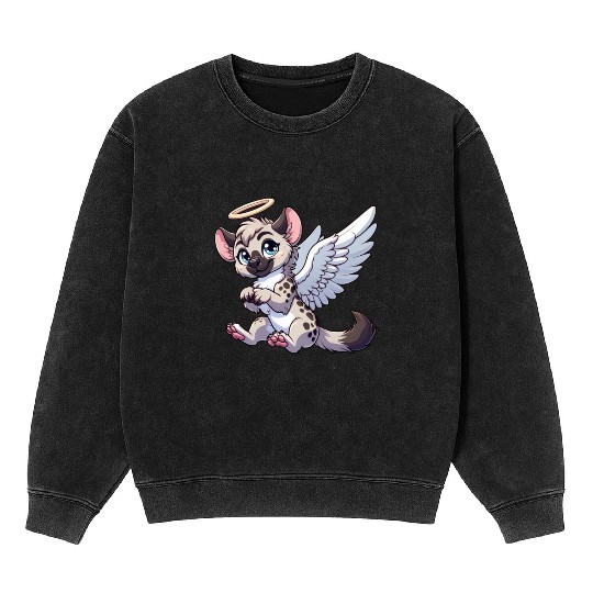 Hyena angel wings halo Mineral Wash Sweatshirts