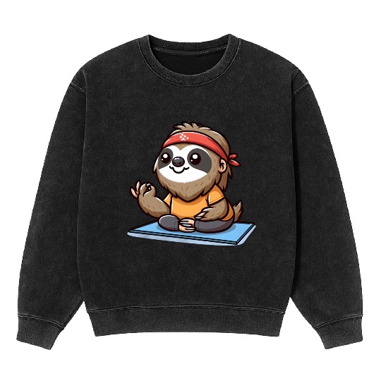 sloth and yoga, yoga and sloth Mineral Wash Sweatshirts