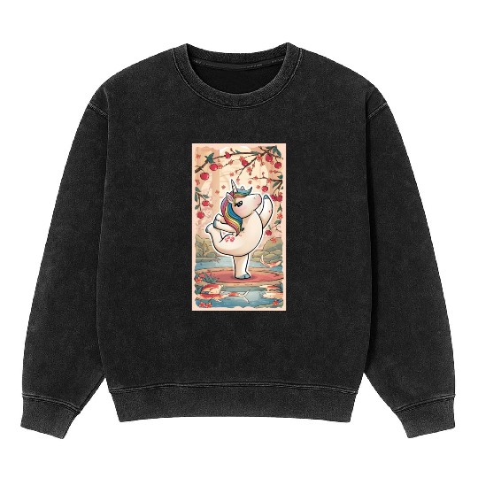 Enchanted Unicorn In Blossom Wonderland Mineral Wash Sweatshirts