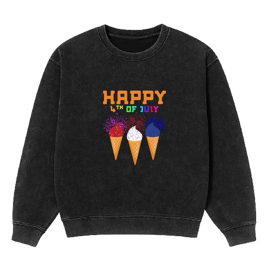 Celebrate Independence Day with Fireworks Ice Crea Mineral Wash Sweatshirts