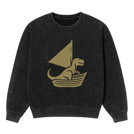 Cool summer sailboat T-Rex silhouette Mineral Wash Sweatshirts