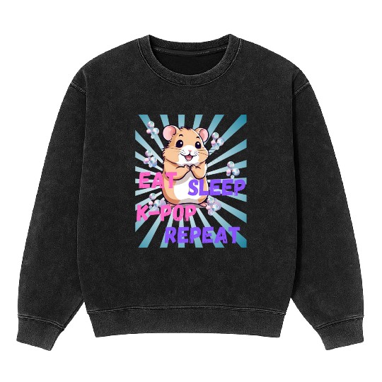 K Pop Mineral Wash Sweatshirts - kawaii k-pop hamster - cute kpop