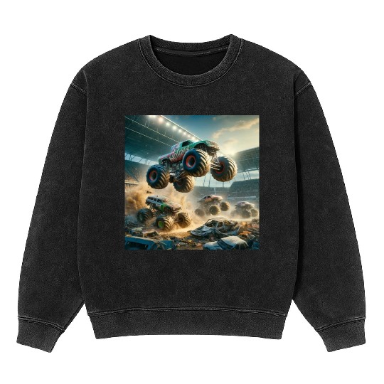 Monster Madness Monster Trucks Mineral Wash Sweatshirts