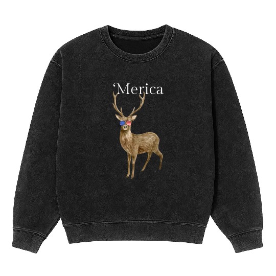 Merica Deer American Sunglasses Mineral Wash Sweatshirts