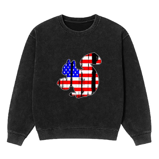 USA American Flag Squirrel Chipmunks Animal Lover Mineral Wash Sweatshirts