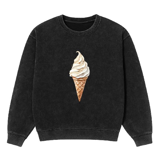 Swirled Vanilla Ice Cream Cone Delight Mineral Wash Sweatshirts