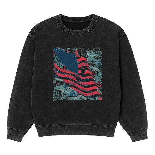 patriotism and nature The American flag Mineral Wash Sweatshirts