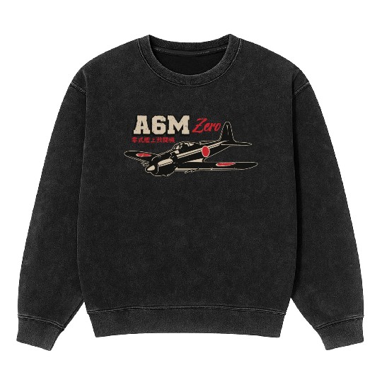 A6M Zero | World War 2 Japanese Plane Vintage Mineral Wash Sweatshirts