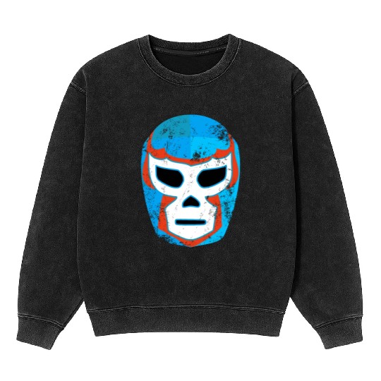 Wrestling Lucha Libre Mexican Luchador Mask Retro Mineral Wash Sweatshirts
