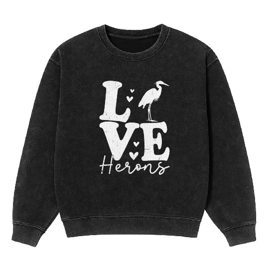 Love Heron Blue Heron Birds Lover Gifts Mineral Wash Sweatshirts